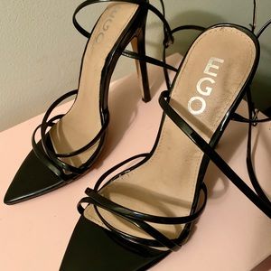 Black strappy heel sandals